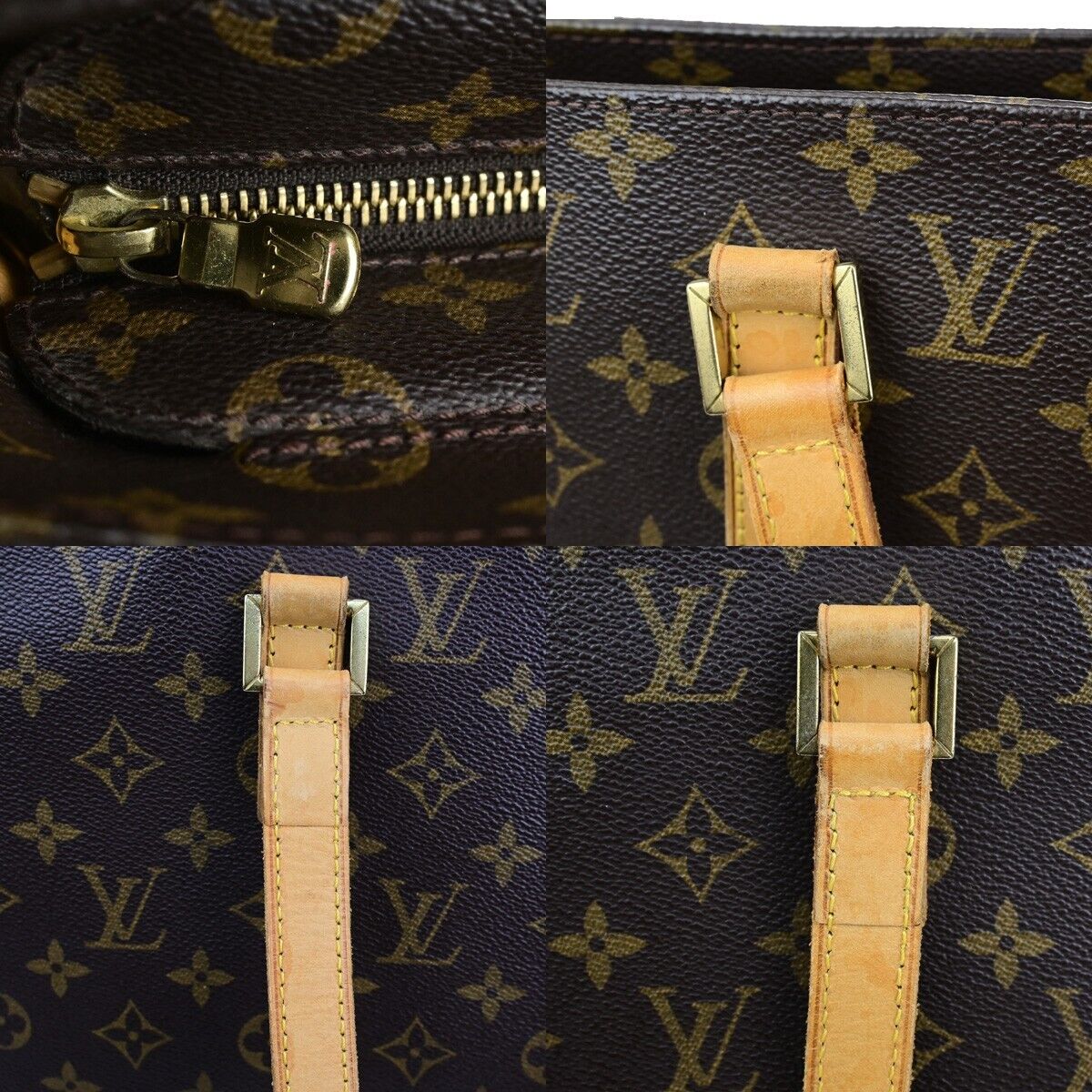 LOUIS VUITTON Logo Luco Shoulder Tote Bag Monogram Leather Brown M51155 84ED409