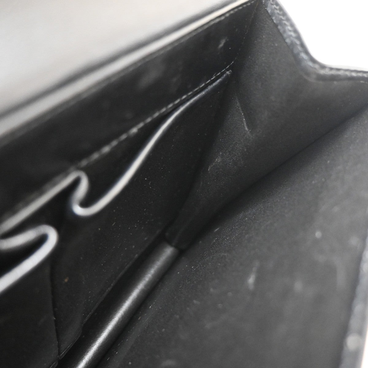 CELINE Logo Bicolor Double Flap Hand Bag Leather Black White Italy 80EG224