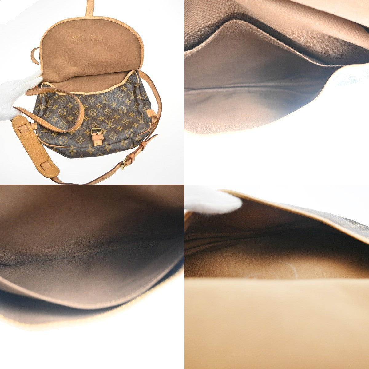 LOUIS VUITTON Logo Saumur 30 Shoulder Bag Monogram Leather Brown M42256 16CA598