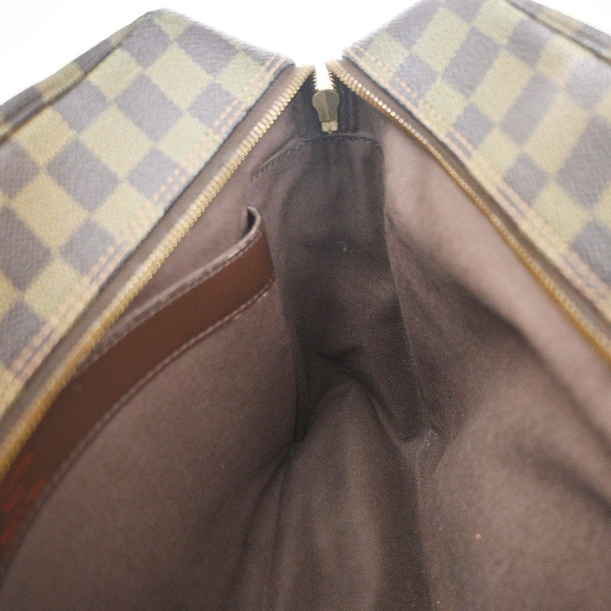 LOUIS VUITTON Naviglio Shoulder Bag Damier Ebene Leather Brown N45255 83CA735