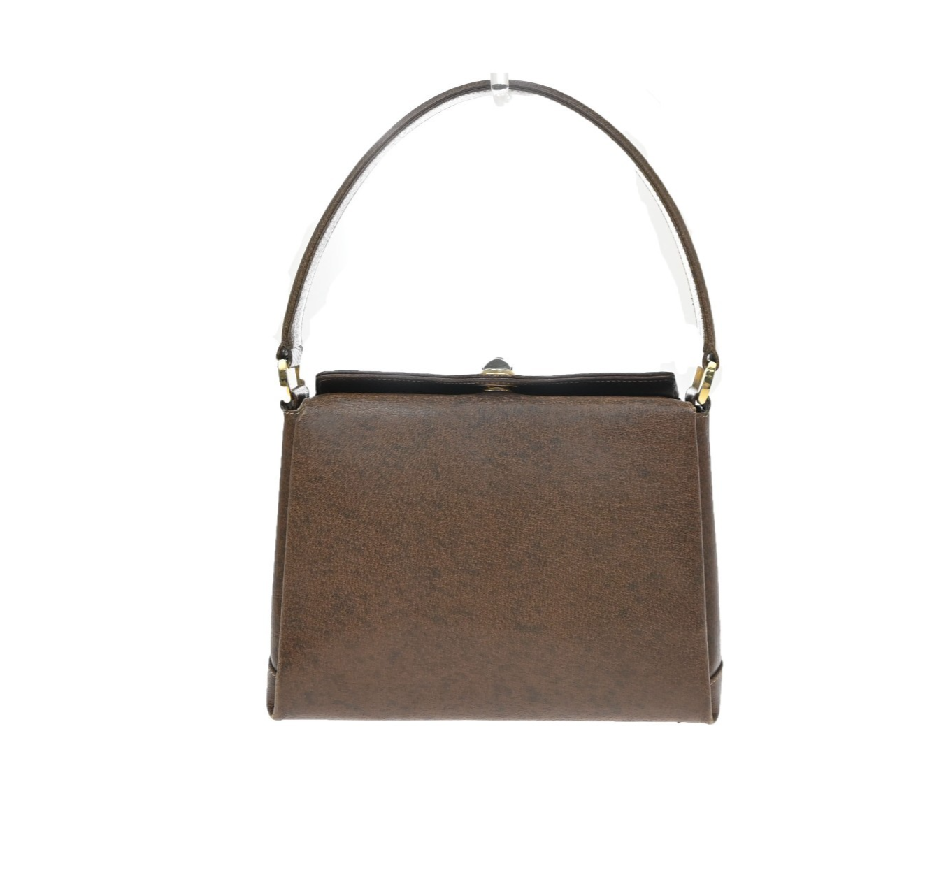 GUCCI Logo Shoulder Hand Bag Turn Lock Leather Brown GHW Italy 35KD066