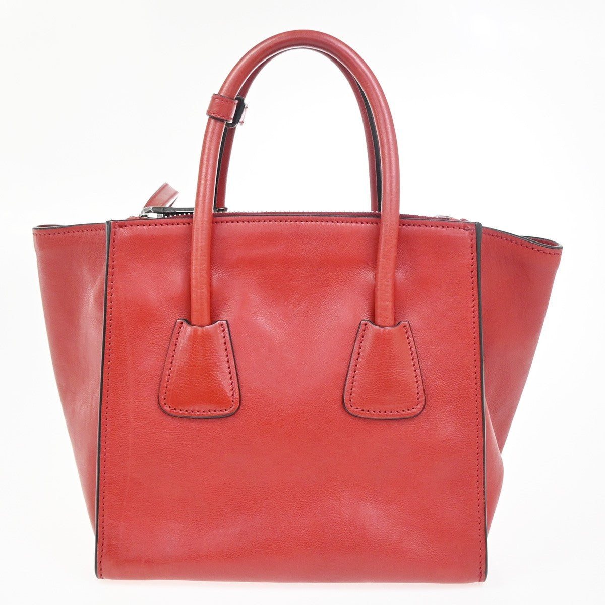PRADA MILANO Triangle Logo 2Way Shoulder Hand Bag Leather Red SHW Italy 12ZA346