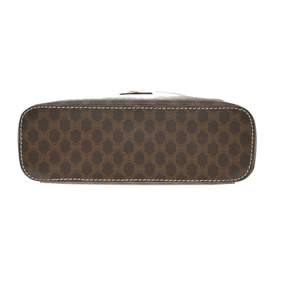 CELINE Logo Macadam Pattern Vanity Hand Bag PVC Leather Brown GHW Italy 63KP120