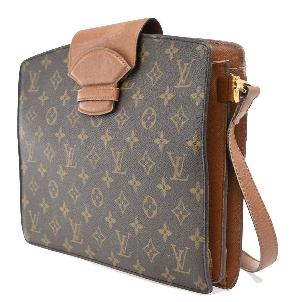 LOUIS VUITTON Courcelles Shoulder Bag Monogram Leather Brown M51375 86KP500