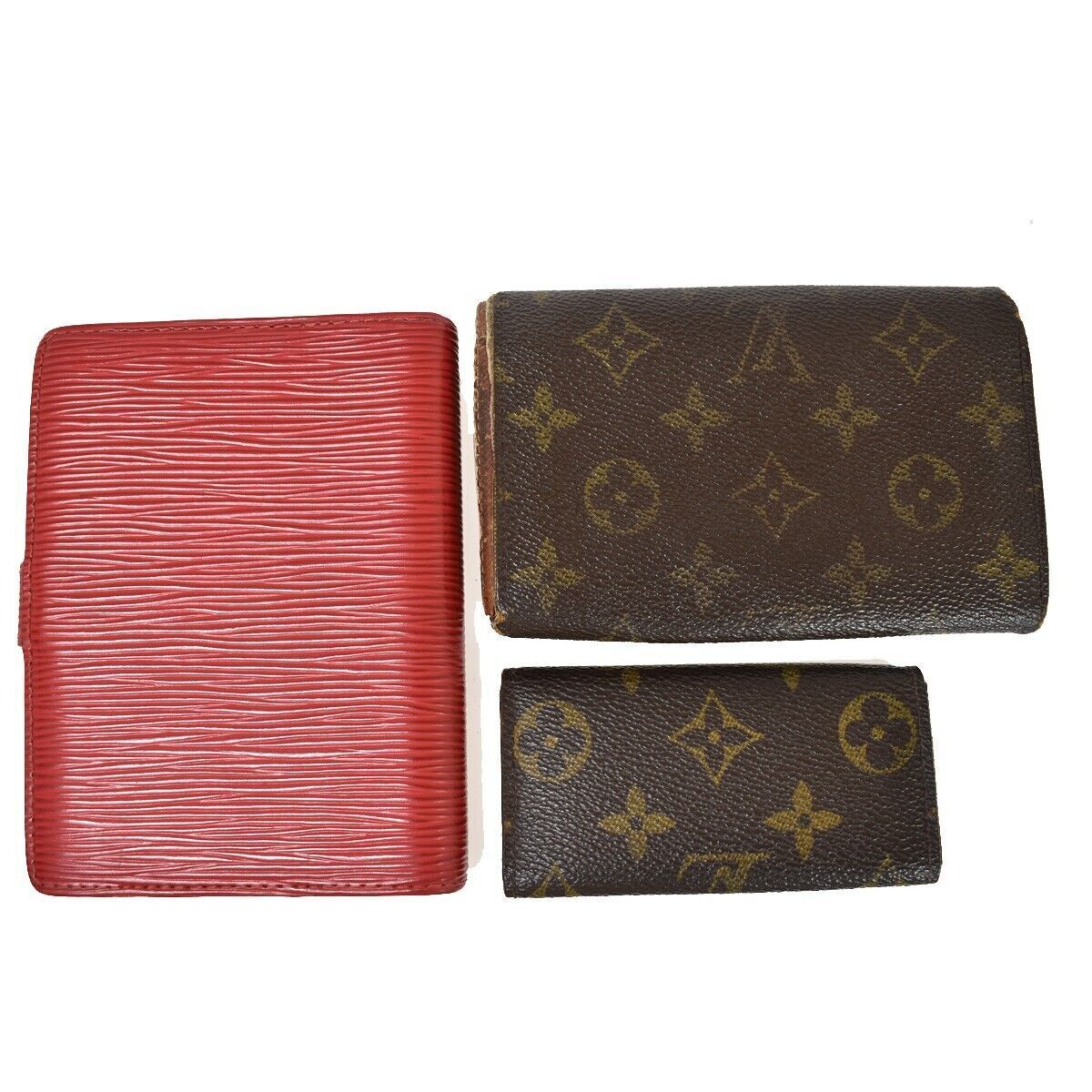 LOUIS VUITTON 3 Set Wallet Key Case Day Planner Monogram Epi Leather 67AD220