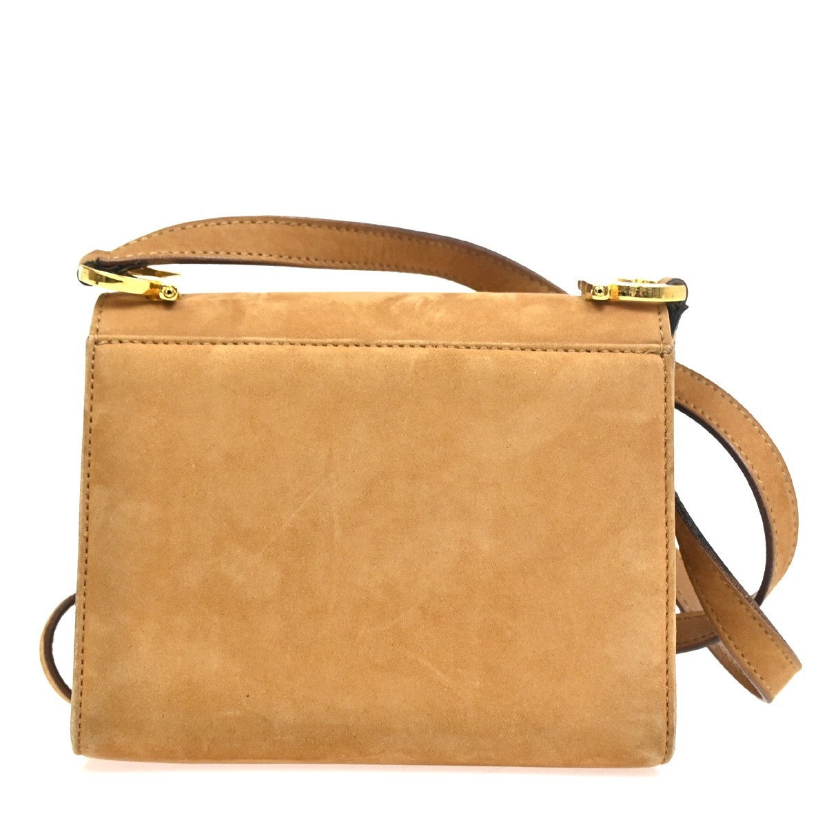 SALVATORE FERRAGAMO Gancini Mini Shoulder Bag Suede Leather Brown Italy 36ZA125