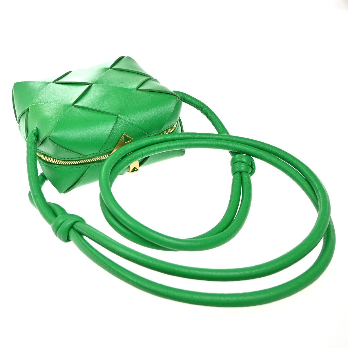 BOTTEGA VENETA Cassette Intrecciato Mini Shoulder Bag Leather Green GHW 27RP093