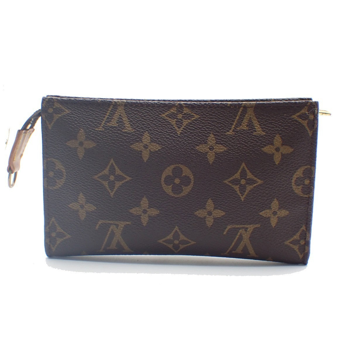 LOUIS VUITTON LV Logo Bucket PM Pouch Bag Monogram Leather Brown Gold 05KC808