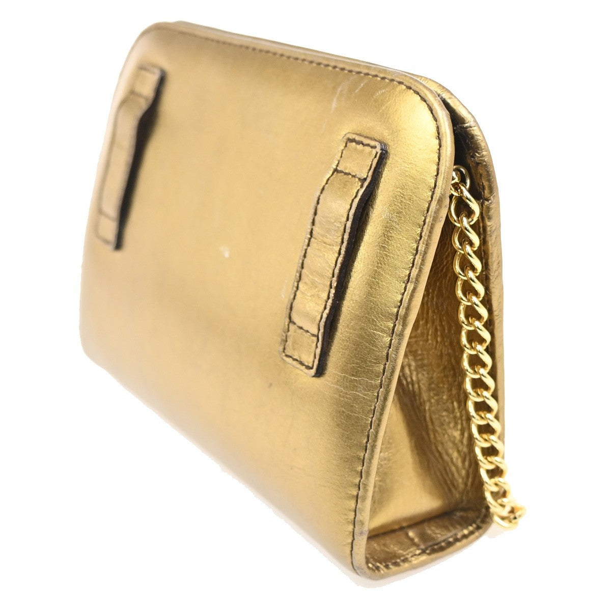 SALVATORE FERRAGAMO Logo Gancini Shoulder Bag Leather Gold GHW Italy 62MA277