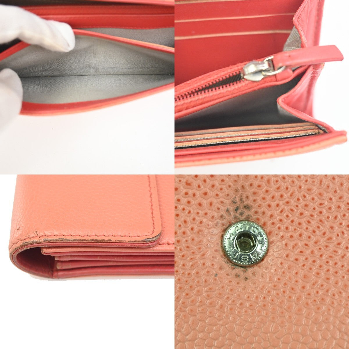 CHANEL CC Timeless Long Wallet Grained Calfskin Leather Orange GHW Italy 66KC754