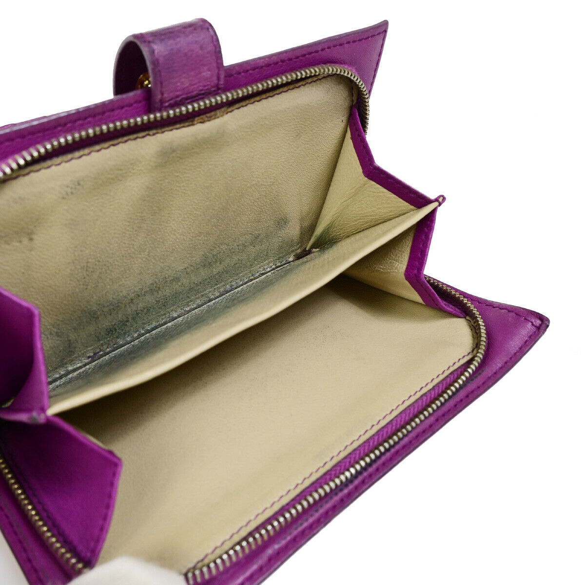 BOTTEGA VENETA Logo Intrecciato Bifold Long Wallet Leather Purple Italy 01EB557