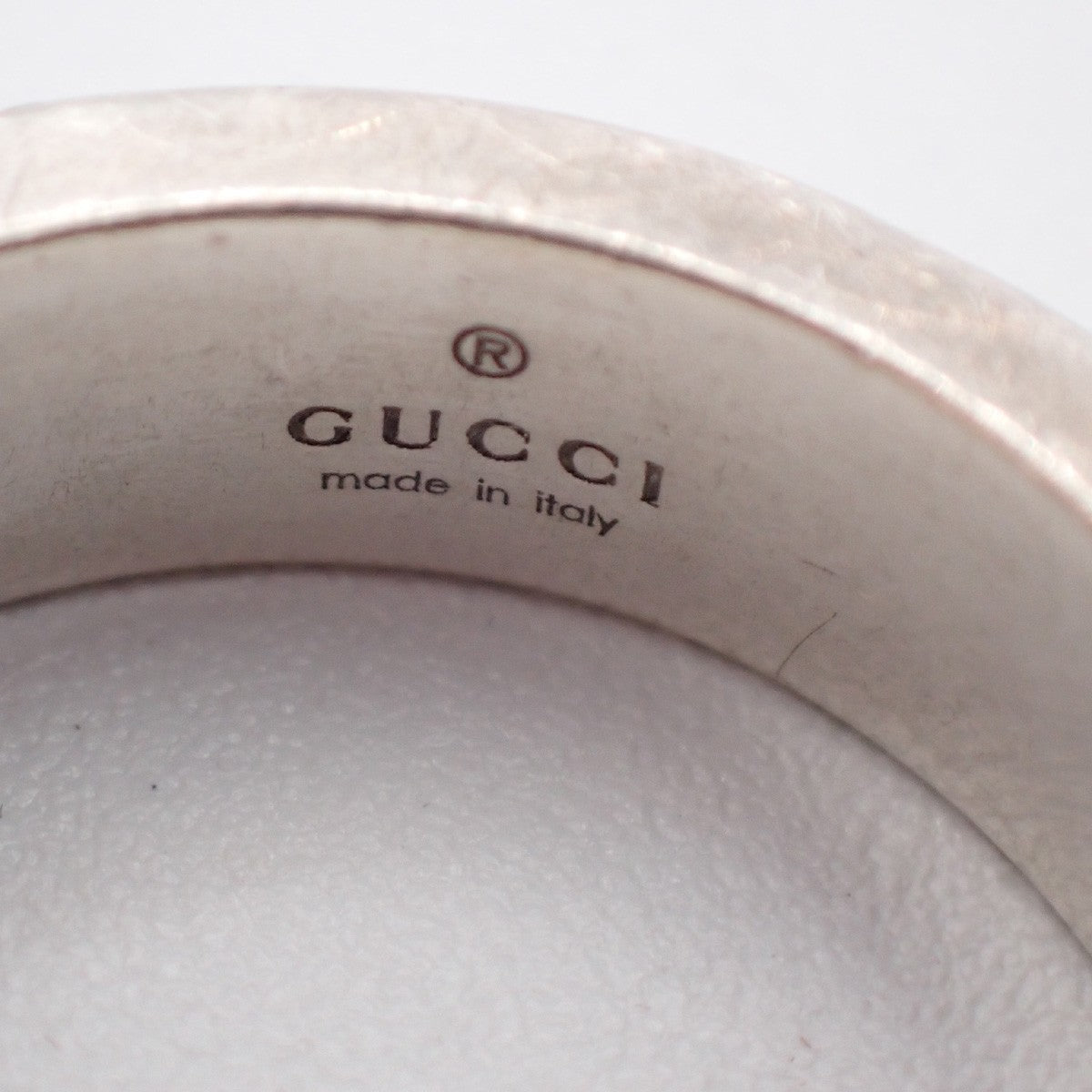 GUCCI Interlocking G Ring Size JP 17 US 8.5 Ag 925 Green Silver Italy 63KP565