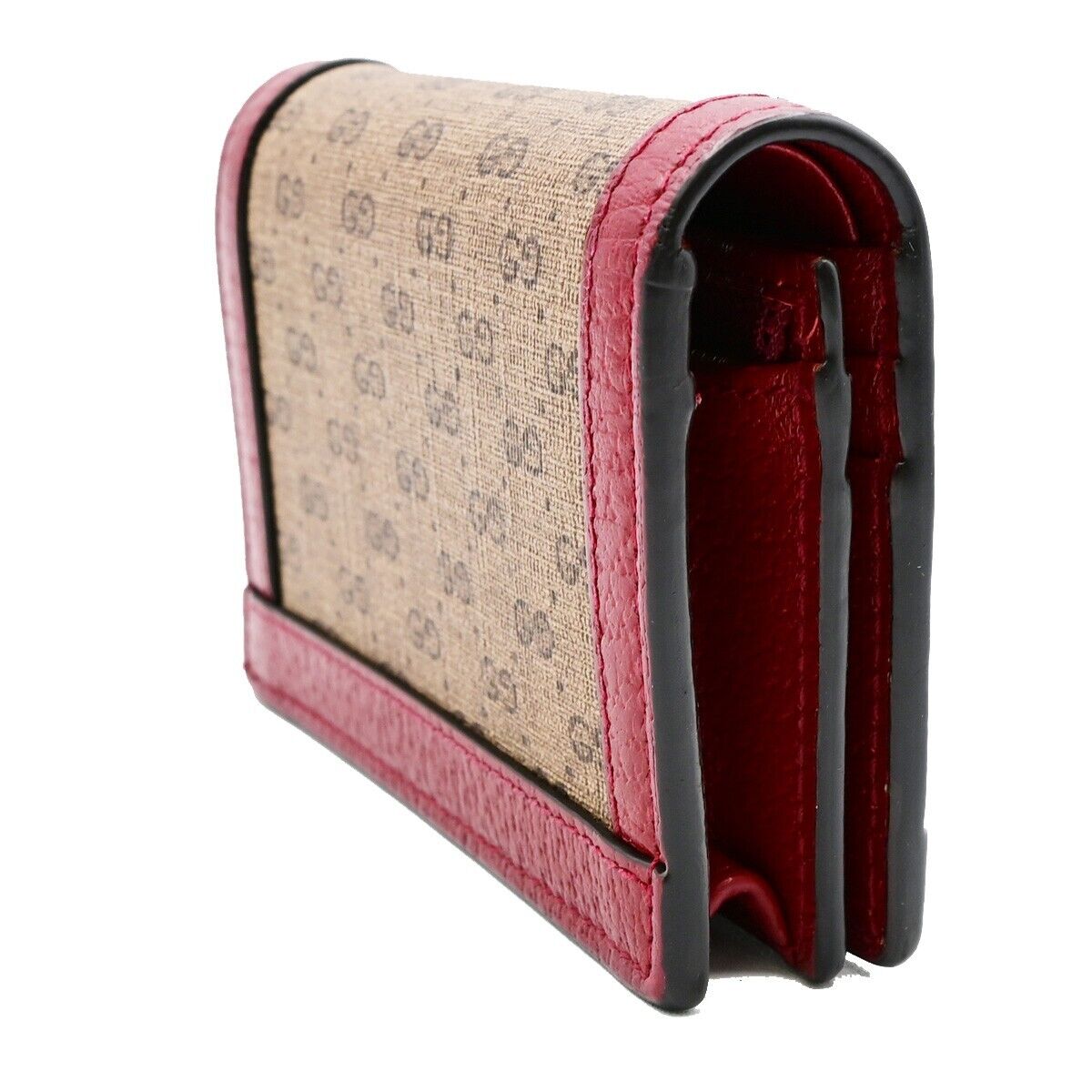 GUCCI Logo GG Pattern Doraemon Bifold Wallet Purse Supreme Leather Brown 34HB941