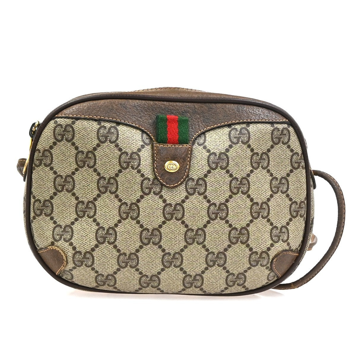 Gucci GG Web Sherry Line Small Crossbody  shoulder Bag PVC leather brown 33SA049