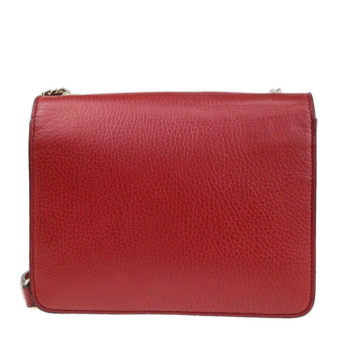 GUCCI Logo Interlocking G Mini Chain Shoulder Bag Leather Red GHW Italy 14ED352