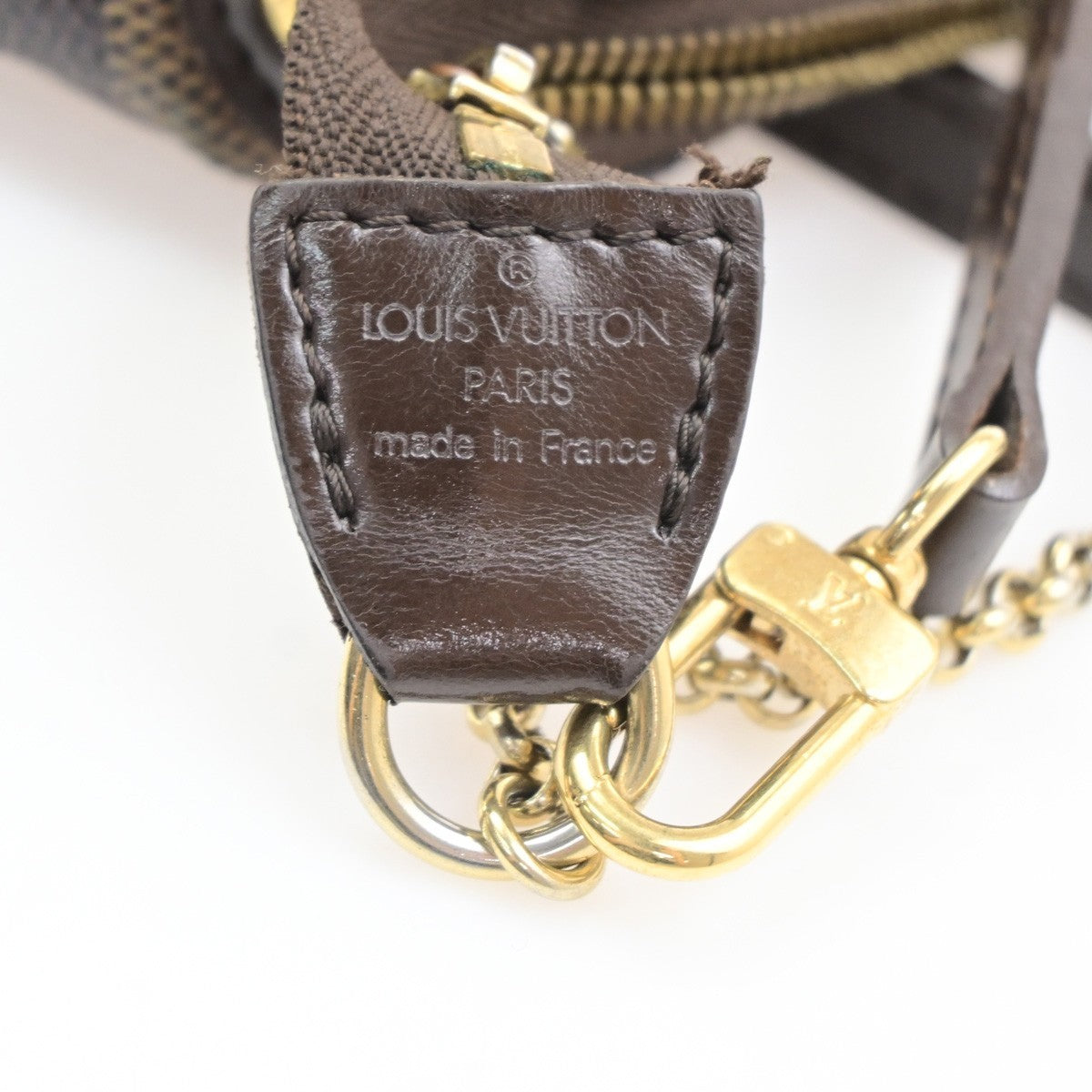 LOUIS VUITTON Eva Chain Shoulder Bag Damier Ebene Leather Brown N55213 601MA693