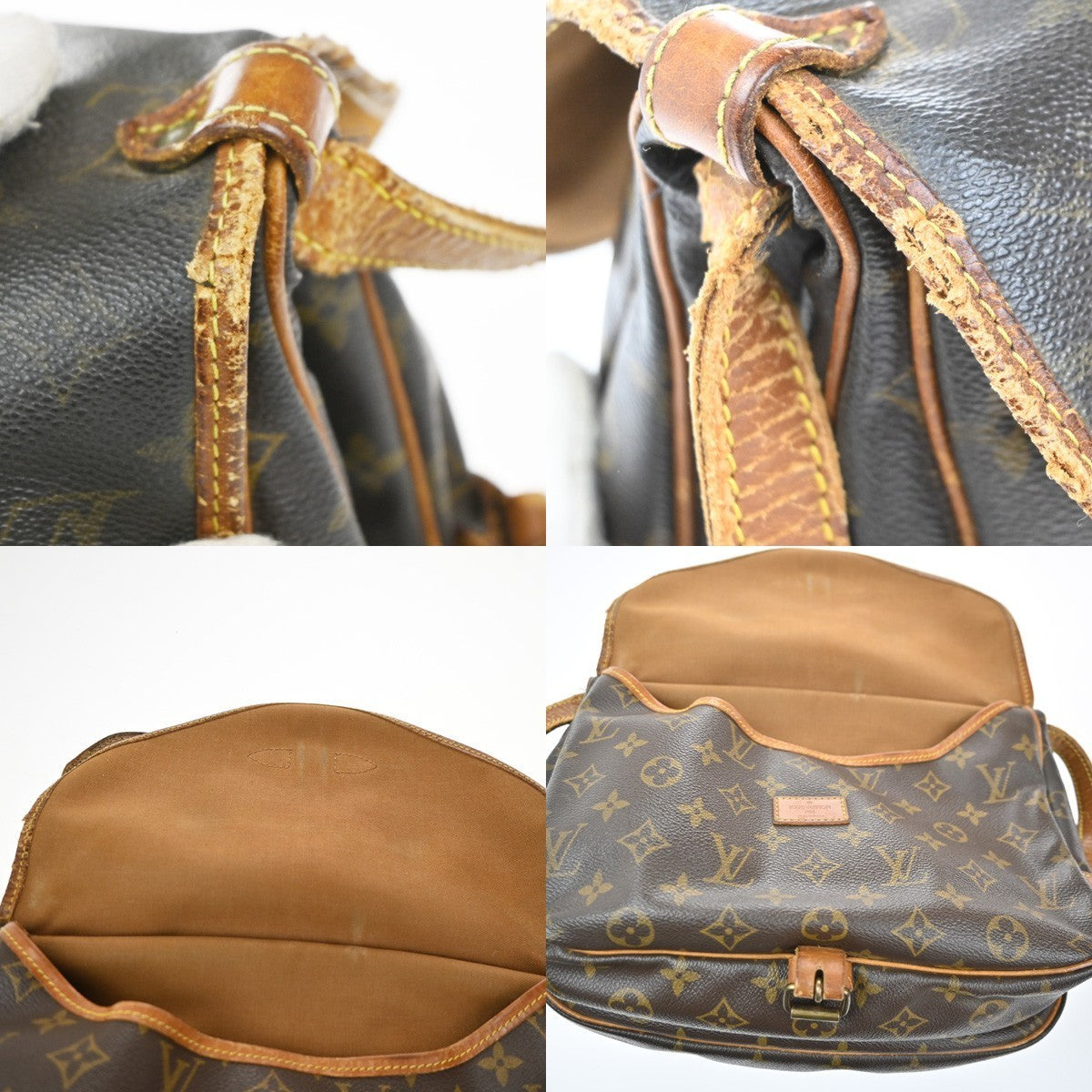 LOUIS VUITTON Logo Saumur 30 Shoulder Bag Monogram Leather Brown M42256 86MA434