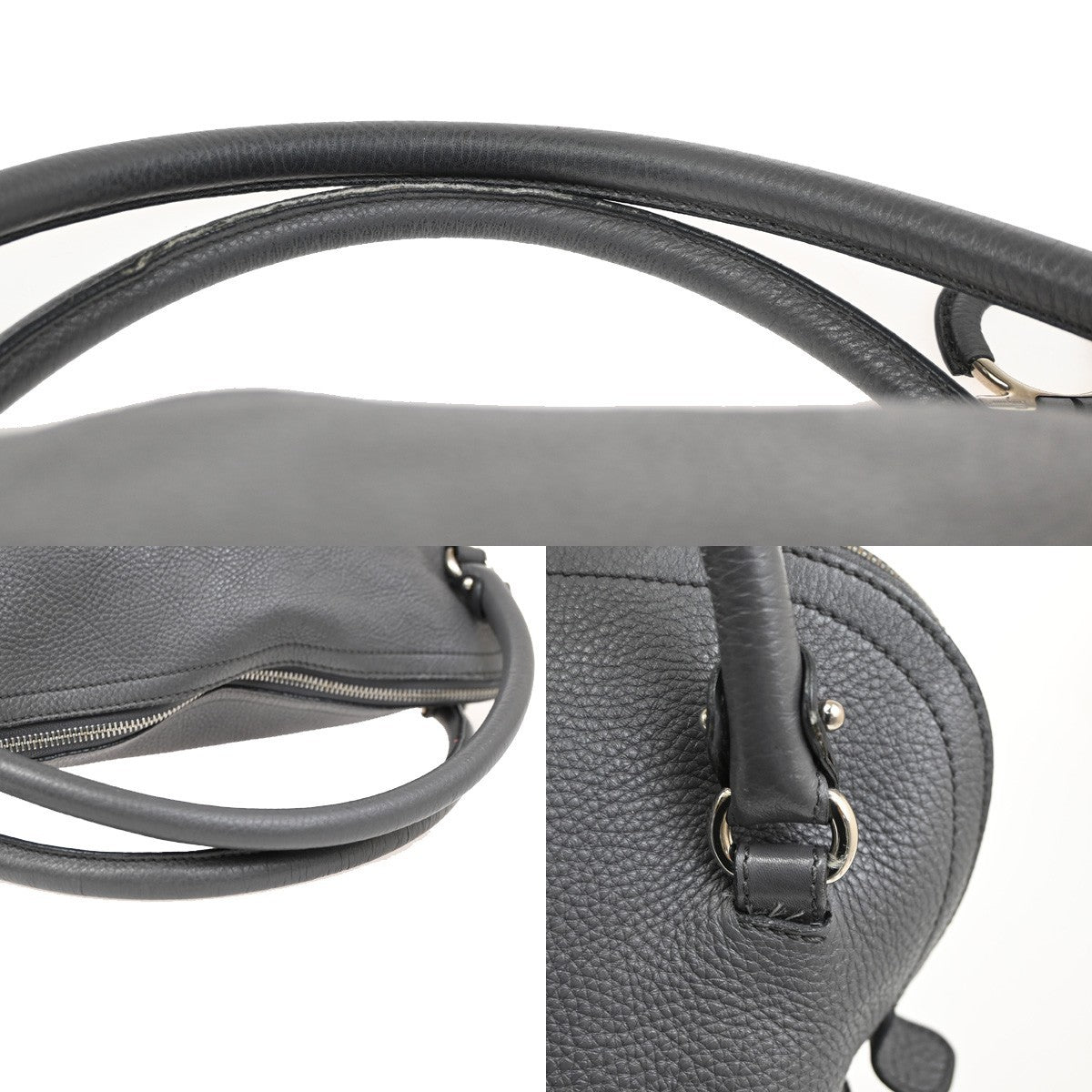 SALVATORE FERRAGAMO Logo Gancini Shoulder Hand Bag Leather Gray 67TA291