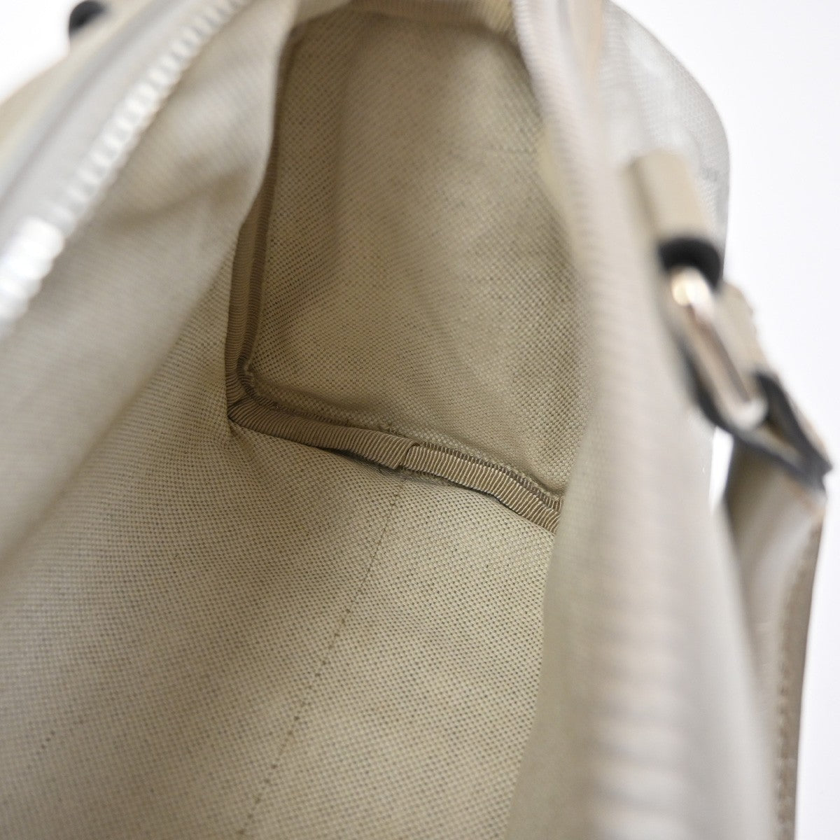 GUCCI Logo Imprime GG Pattern Hand Tote Bag PVC Leather Silver Italy SHW 89KC688