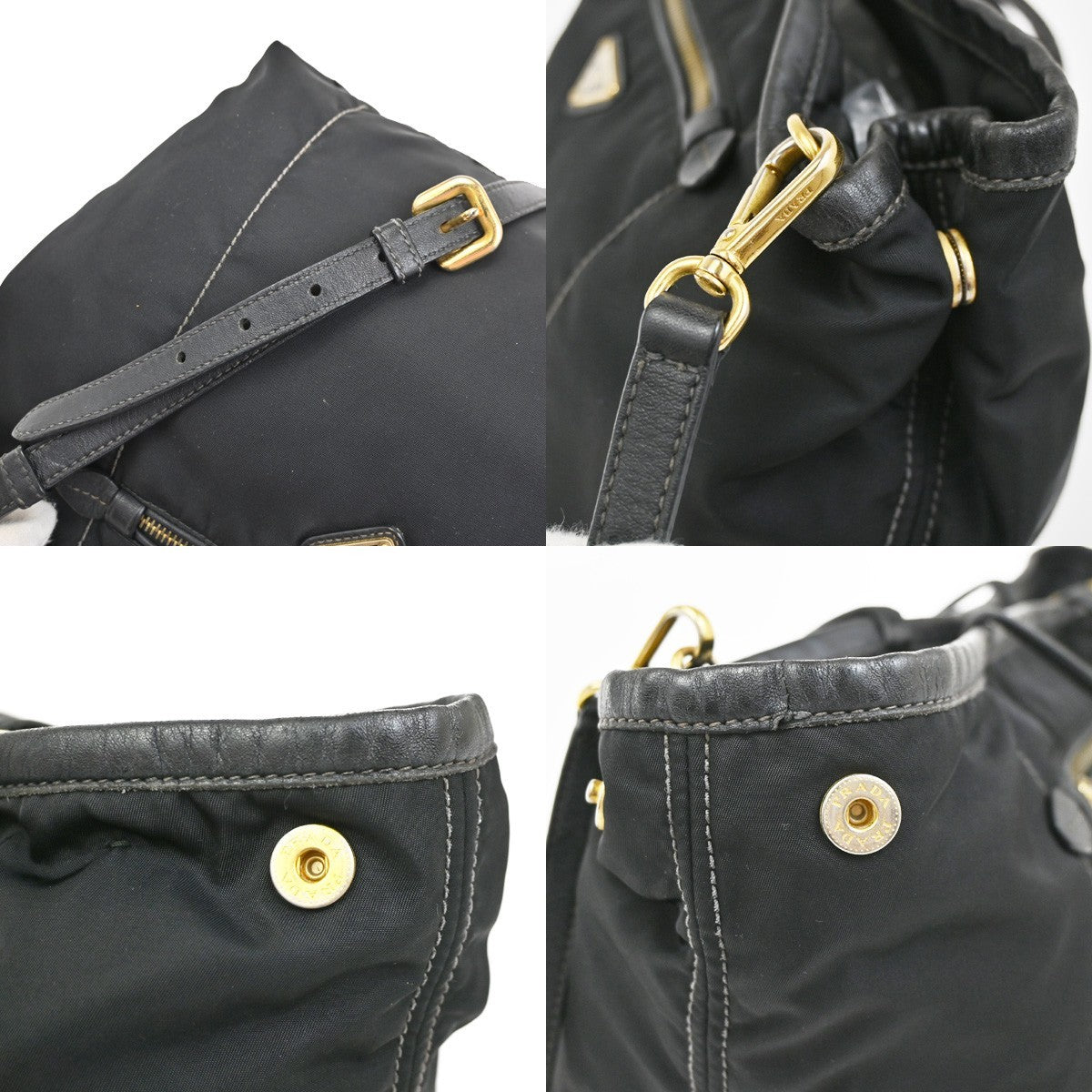 PRADA Logo Tessuto 2Way Shoulder Hand Bag Nylon Leather Black GHW 30YJ187