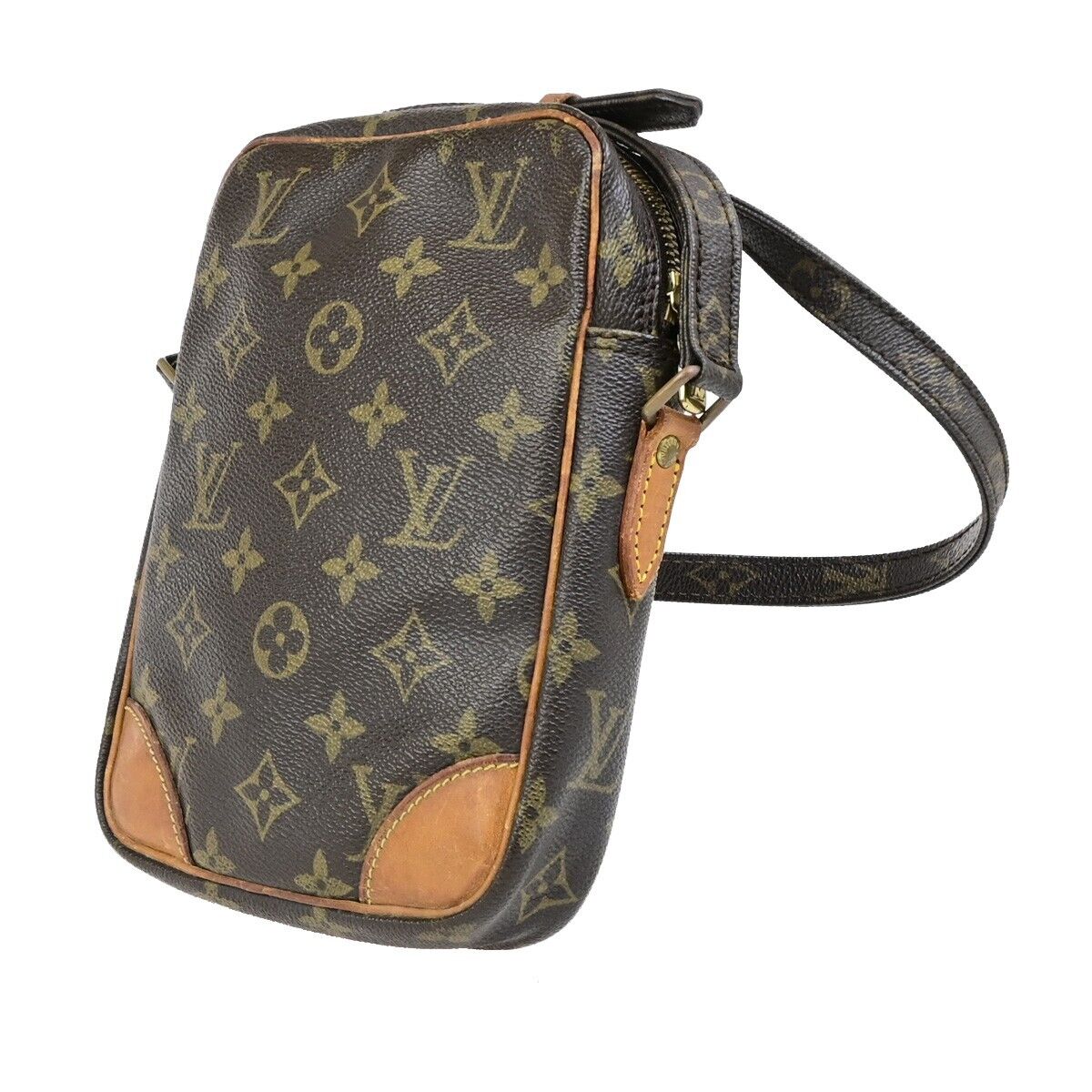 LOUIS VUITTON Danube Shoulder Bag Monogram Leather Brown France M45266 65ED045