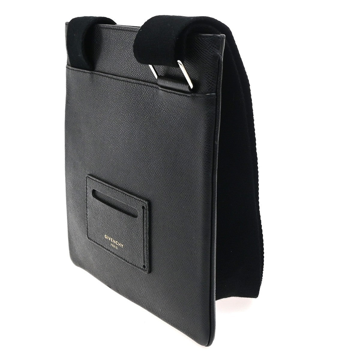 GIVENCHY Logo Shoulder Hand Bag Leather Black GHW Italy 32YJ267