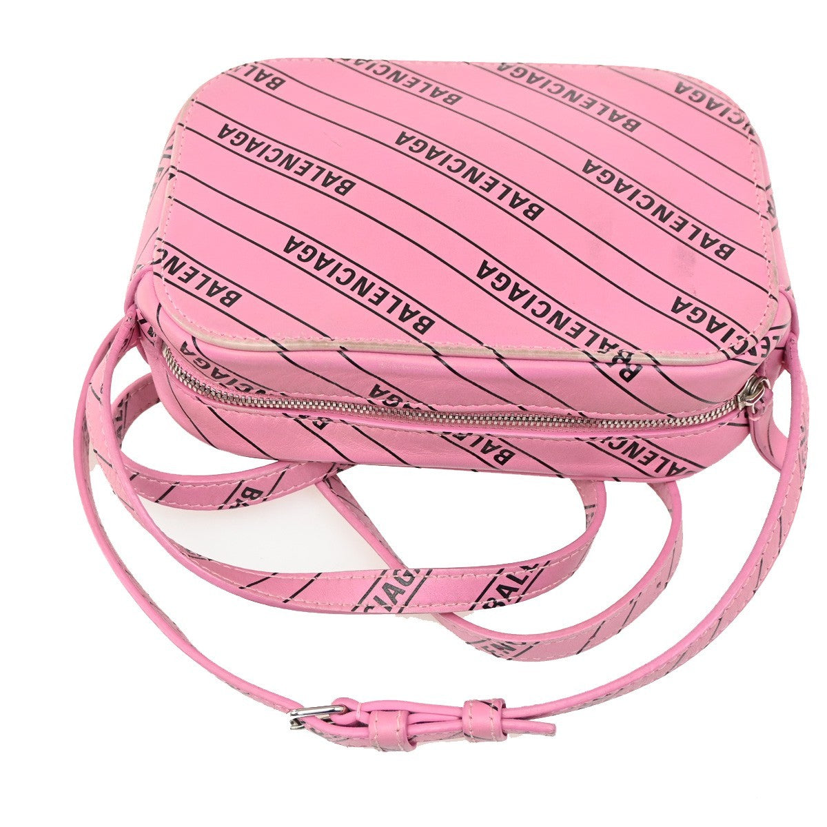BALENCIAGA Logo Everyday Mini Shoulder Camera Bag Leather Pink Italy 32CA240