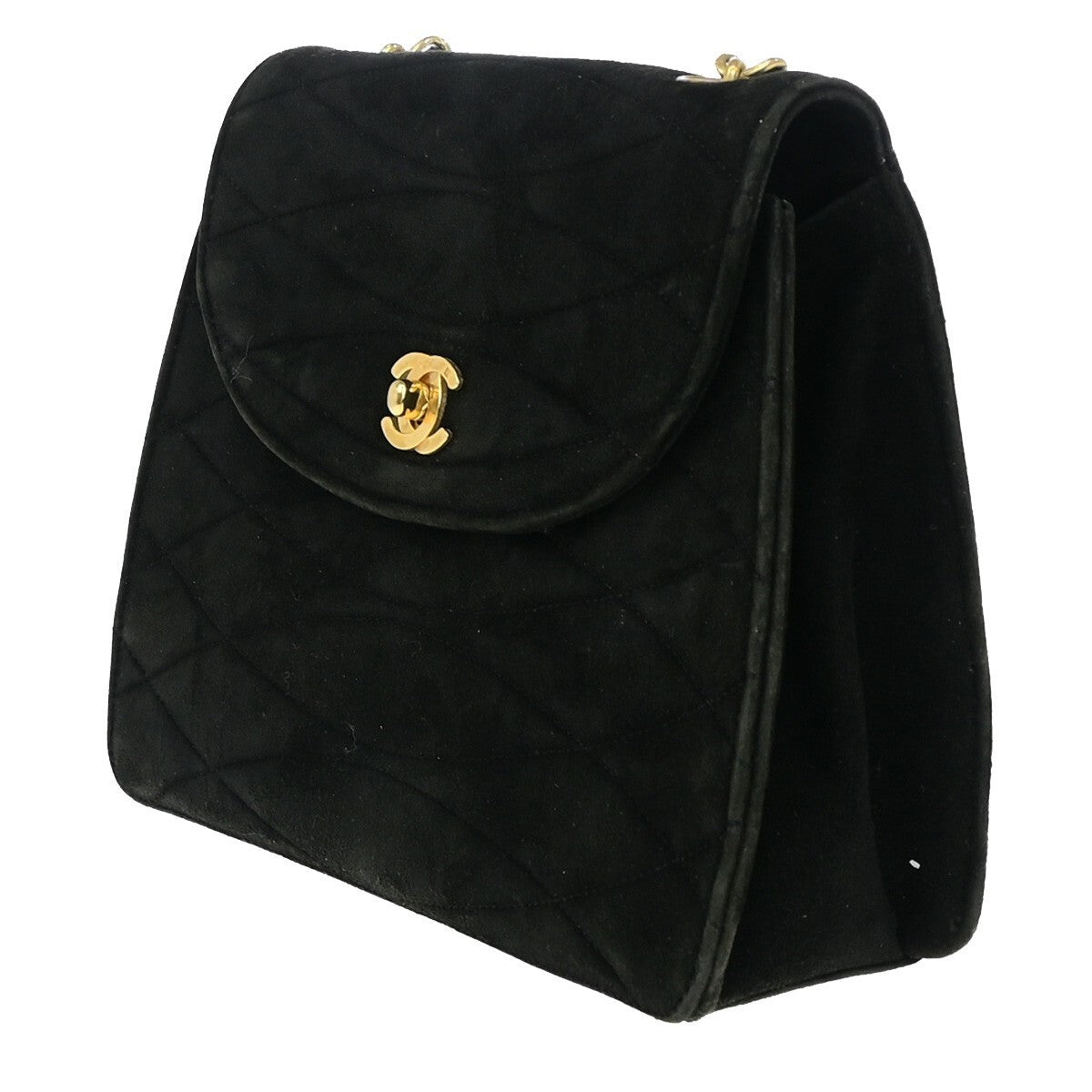 CHANEL CC Logo Velvet Chain Shoulder Bag Suede Leather Black Vintage 683RK554