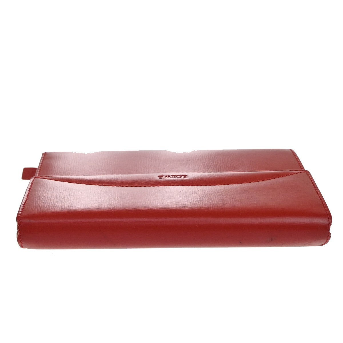 LOEWE Logo Trifold Wallet Purse Leather Red Made In Spain 66KP053