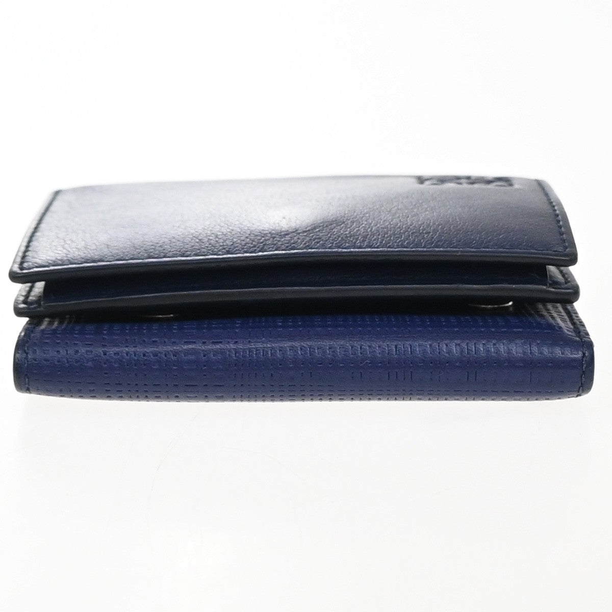 LOEWE Logo Trifold Compact Wallet Leather Navy Blue Made In Spain 68KP026