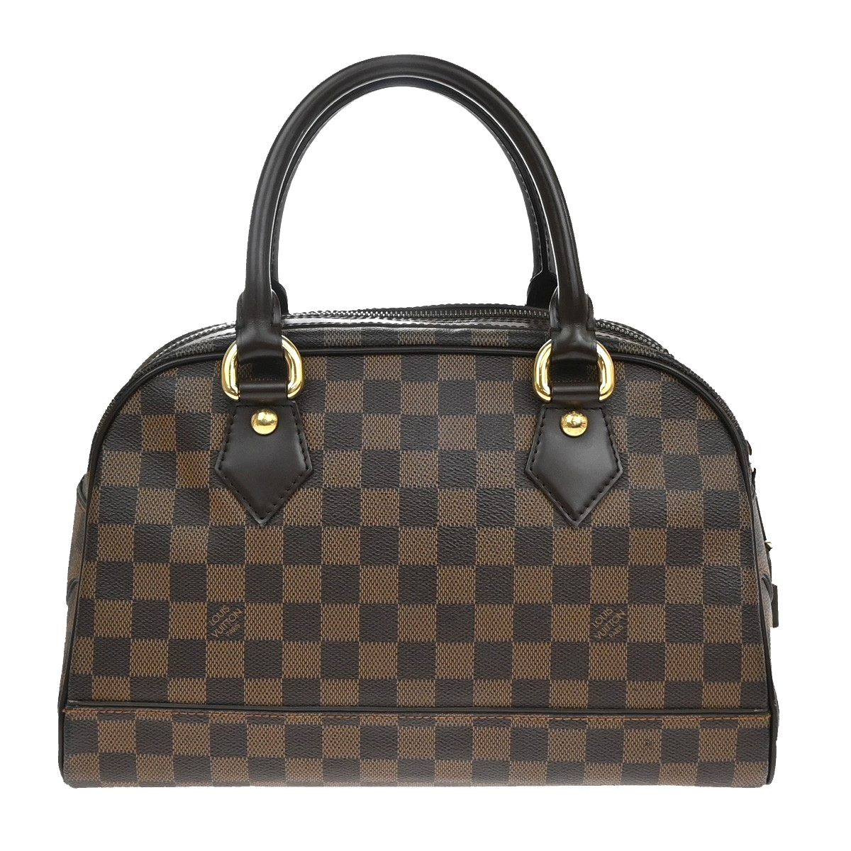 LOUIS VUITTON Logo Duomo Hand Bag Damier Ebene Leather Brown N60008 22YJ097