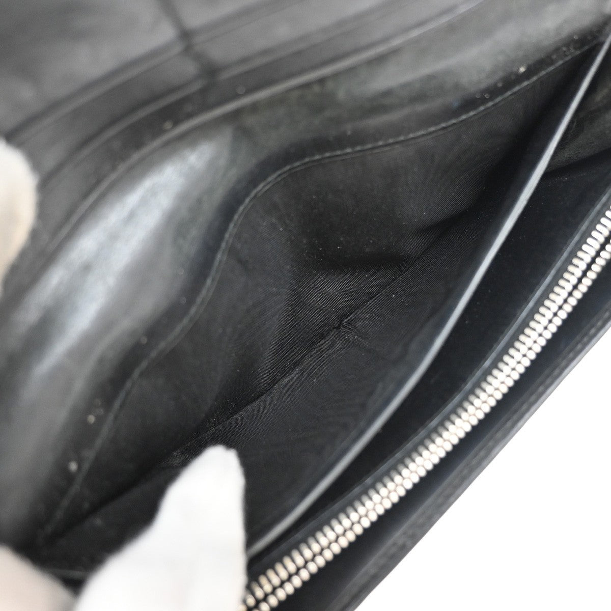 PRADA Studded Long Bifold Wallet Leather Black Silver Italy 02EG269
