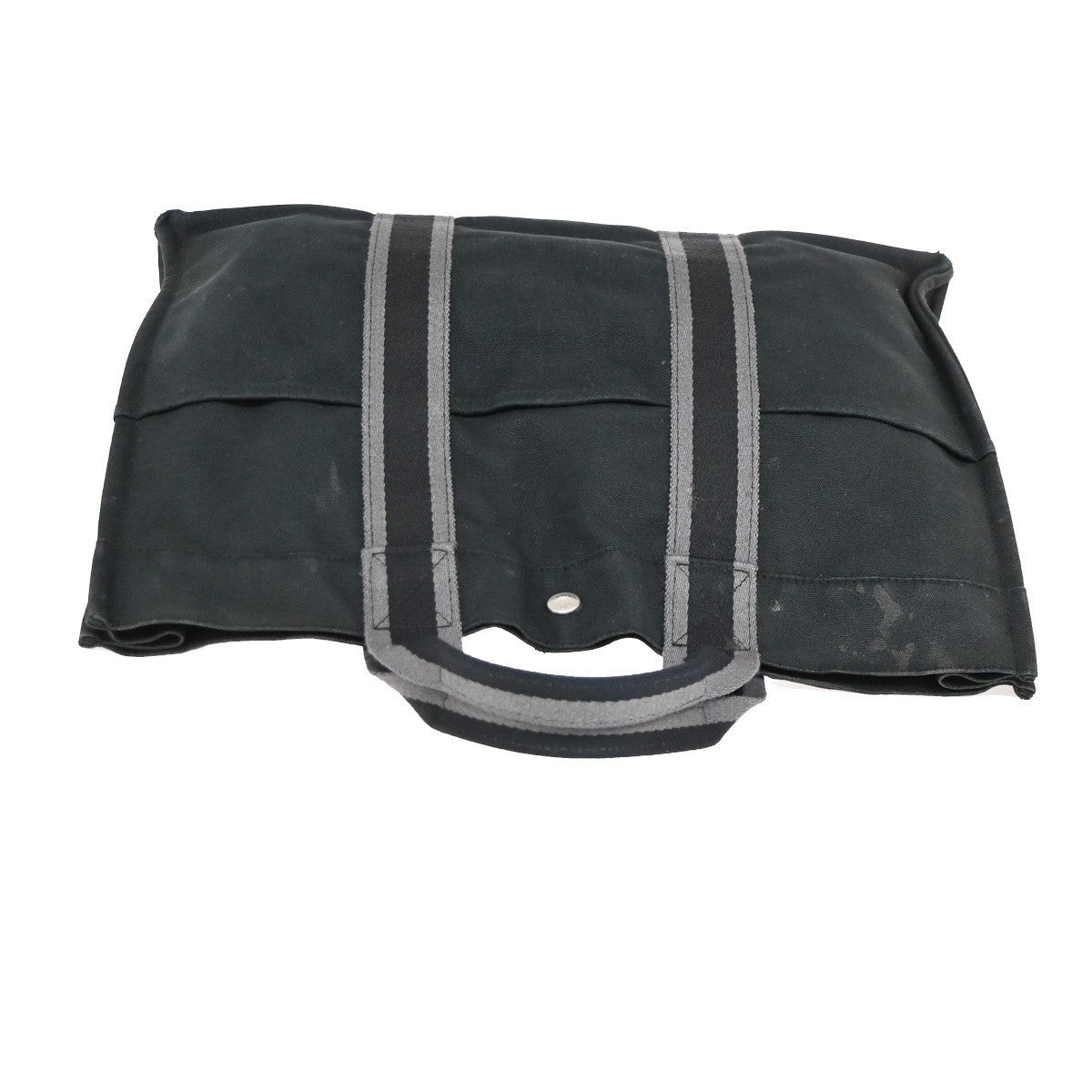 HERMES Logo Fourre Tout MM Hand Tote Bag Cotton Black SHW France 07KD184