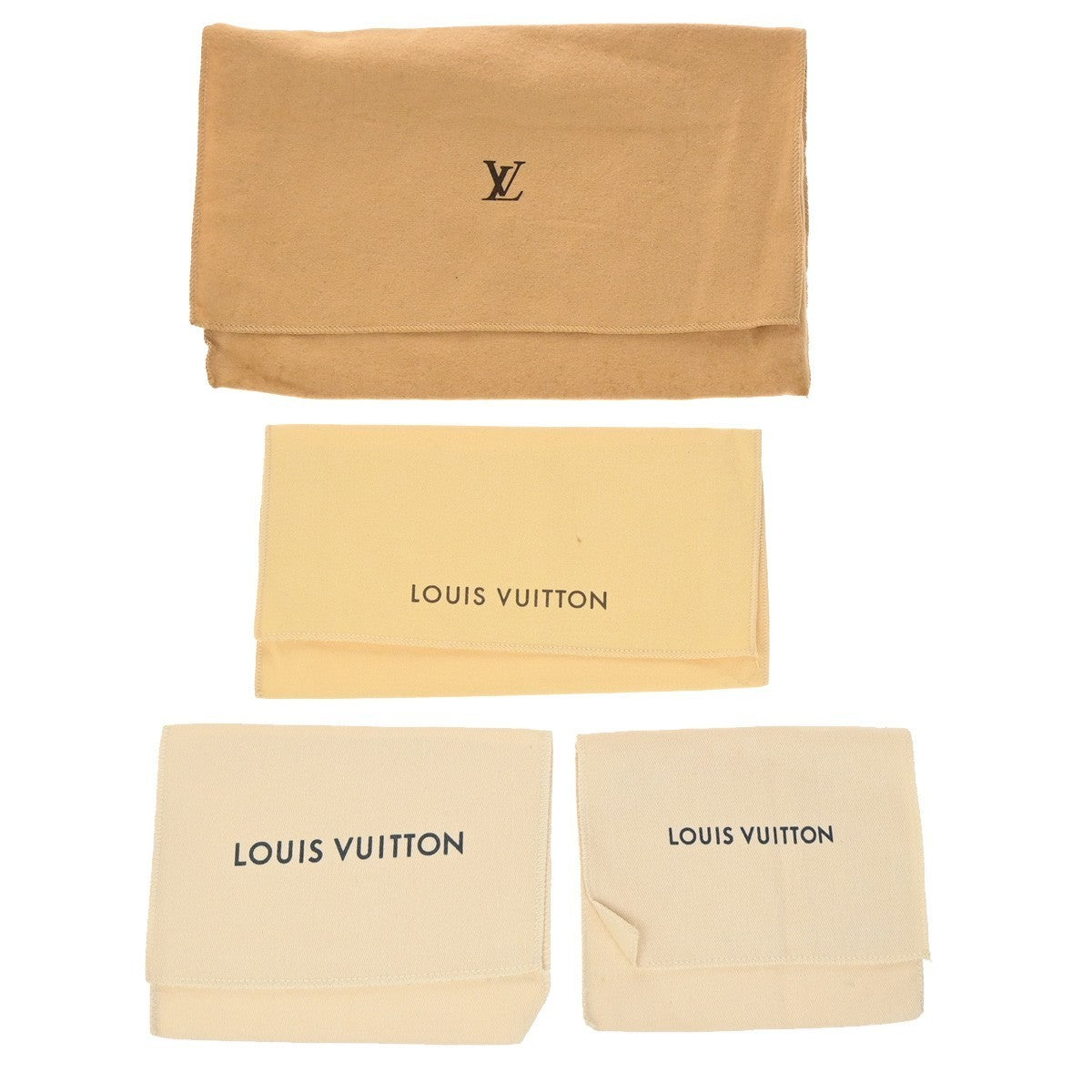 LOUIS VUITTON Logo 10 Set Dust Bag Drawstring Canvas Cotton Beige Brown 09KP300