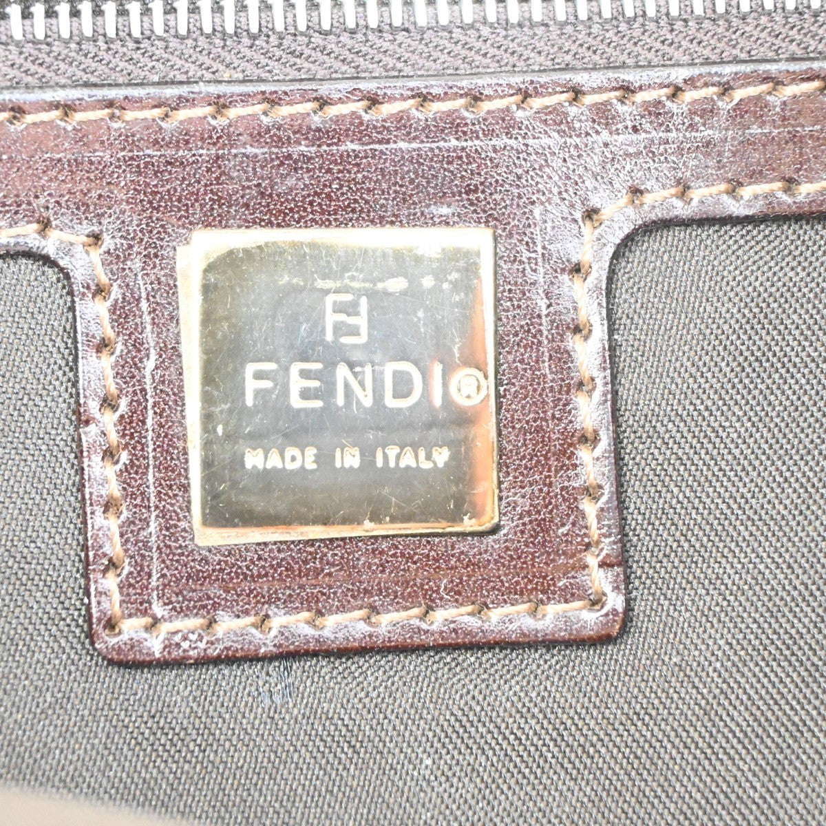 FENDI Mamma Baguette Zucca Shoulder Bag Canvas Leather White SHW Italy 98ZA279