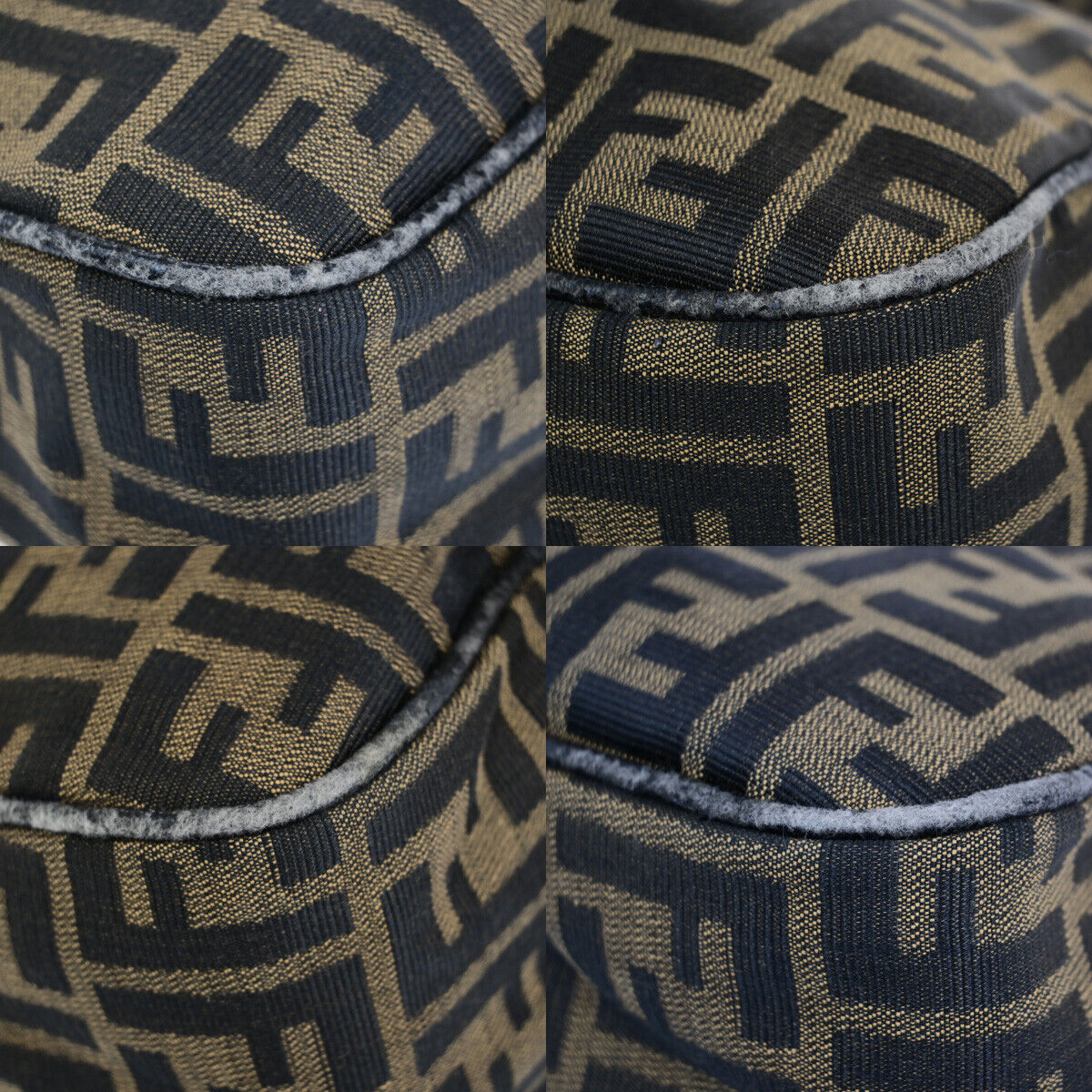 FENDI Logo Zucca Pattern Shoulder Bag Canvas Leather Brown SHW Italy 34SH943