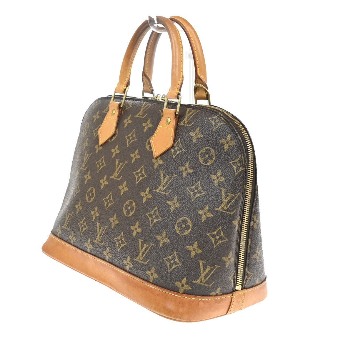 LOUIS VUITTON LV Logo Alma Hand Bag Monogram Leather Brown France M51130 70YJ230