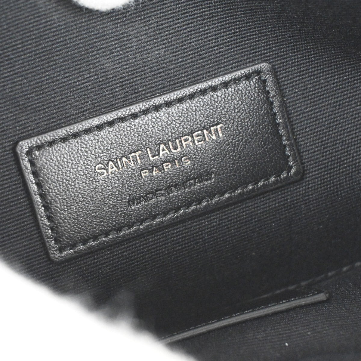 SAINT LAURENT YSL Logo Pouch Bag Leather Black SHW 69EE497