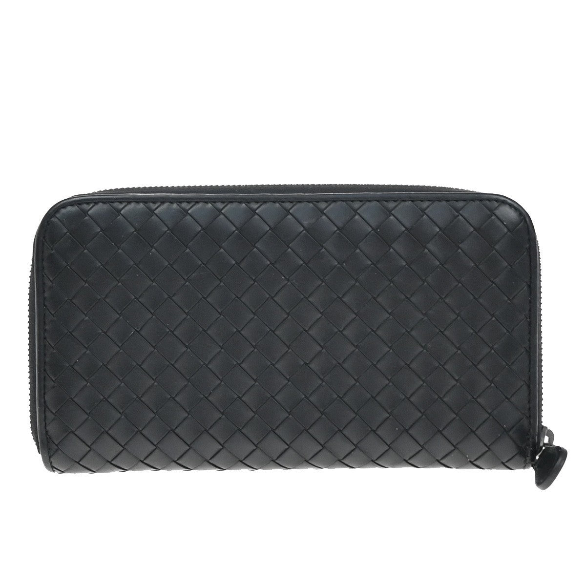 BOTTEGA VENETA Logo Intrecciato Long Zipper Around Wallet Leather Black 68KB106