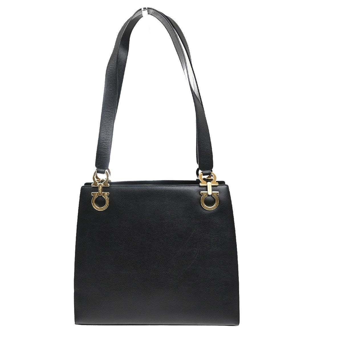 SALVATORE FERRAGAMO Gancini Shoulder Hand Bag Leather Black GHW 35CA312