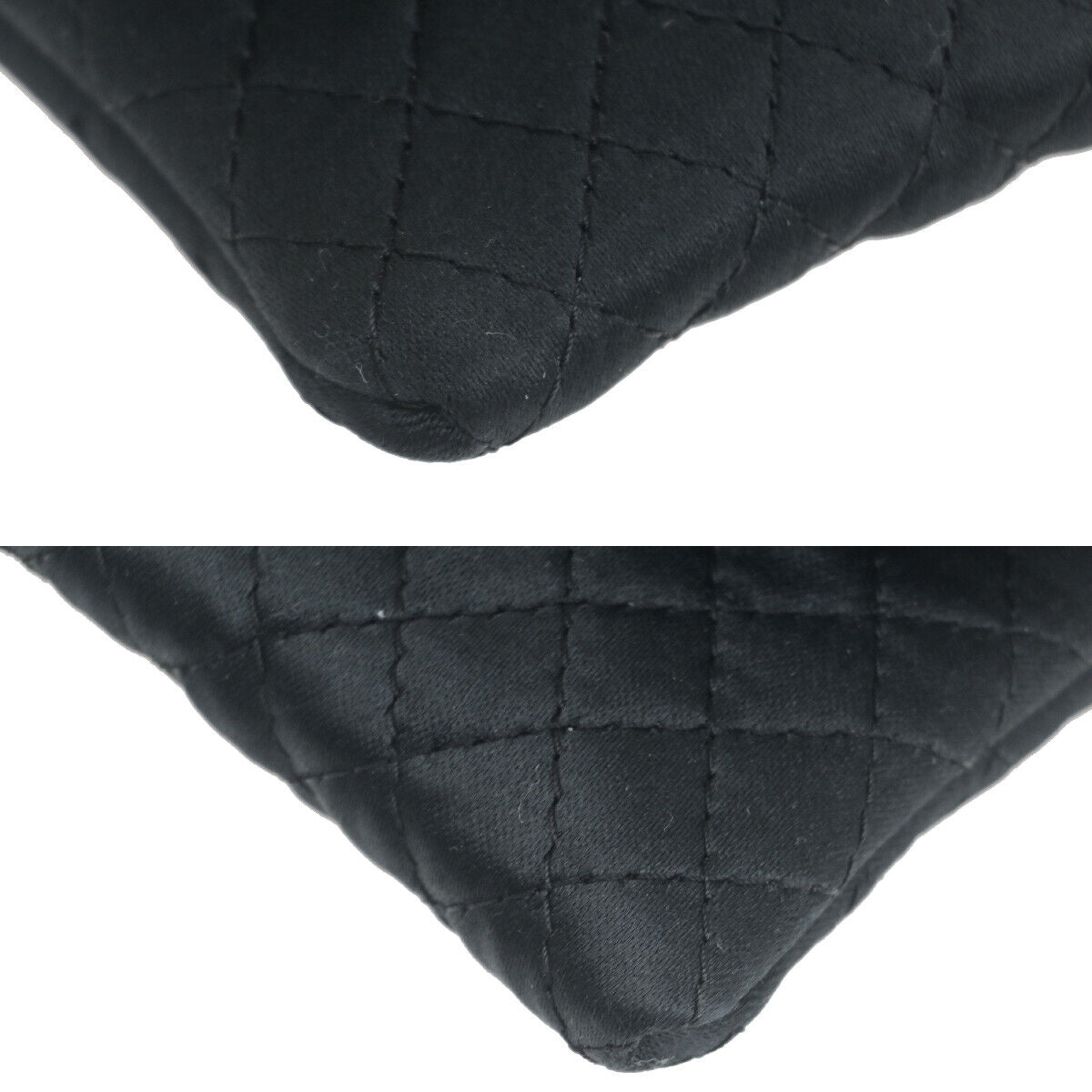 CHANEL CC Logo Micro Matelasse Shoulder Bag Pouch Canvas Leather Black 88RK080