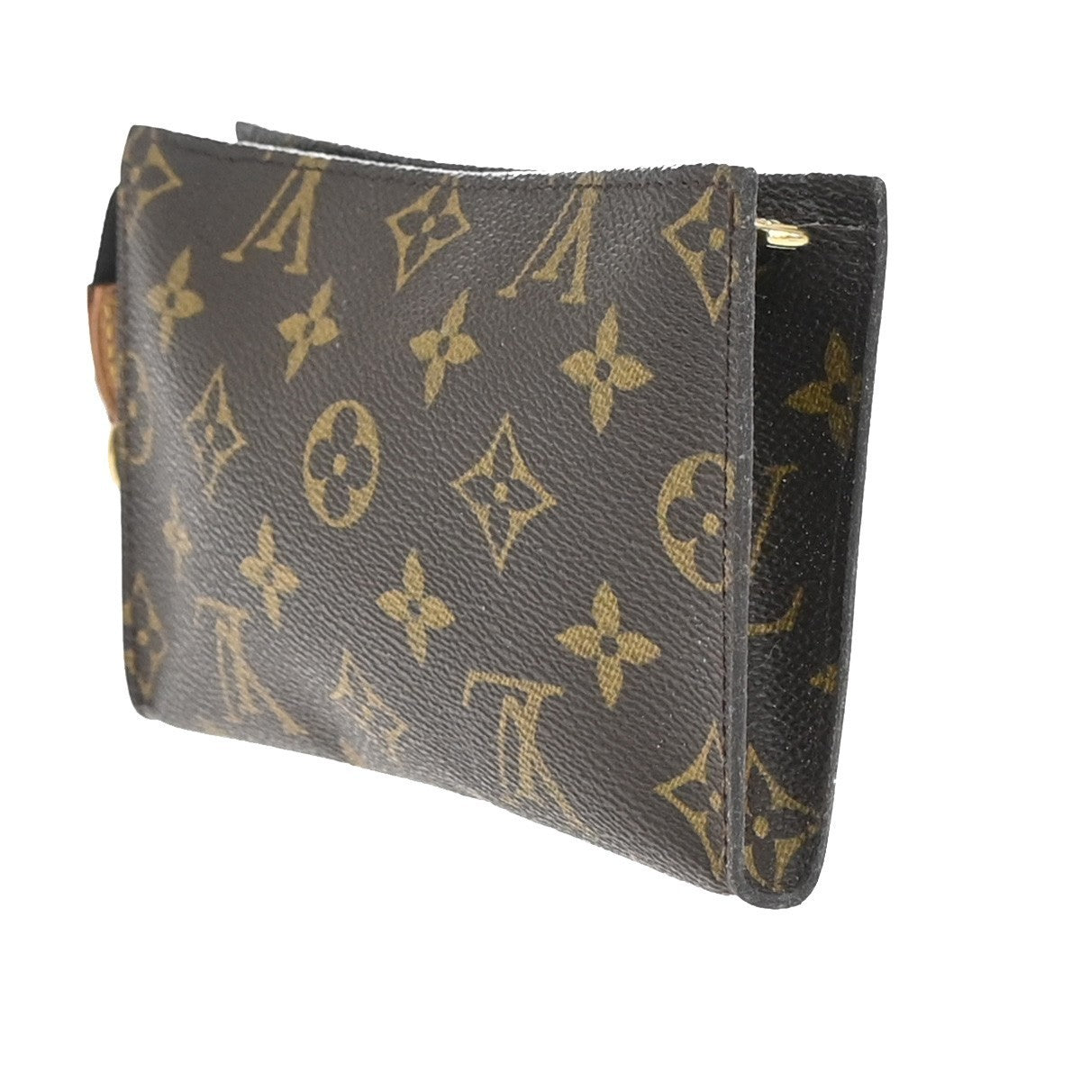 LOUIS VUITTON Logo BUCKET PM Pouch Bag Monogram Leather Brown France 66KP603