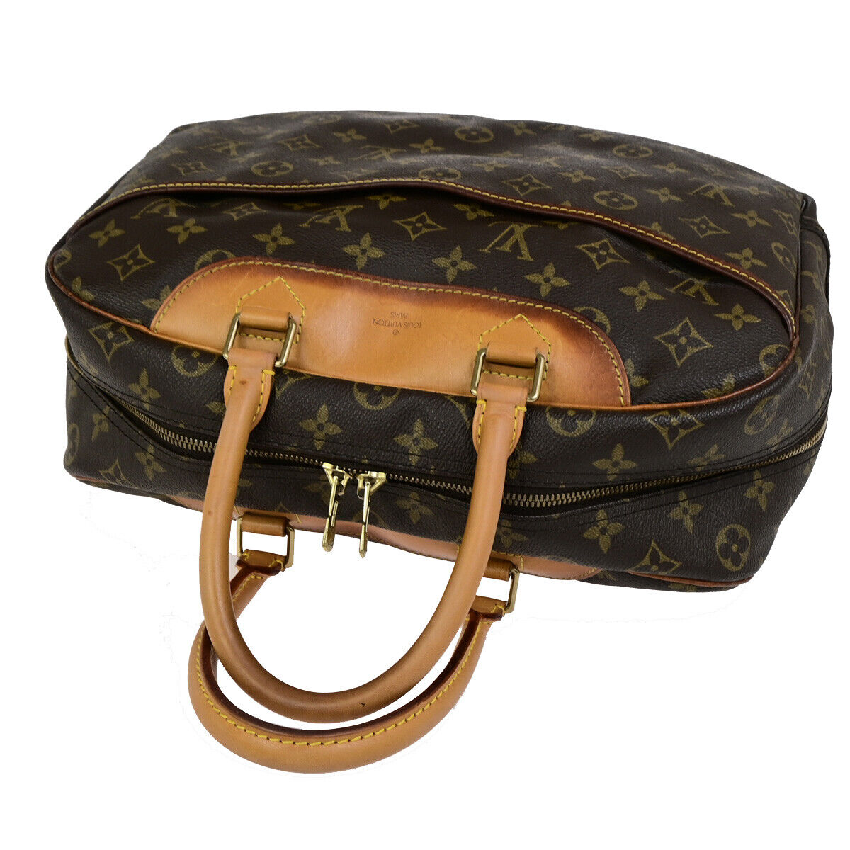 LOUIS VUITTON LV Logo Deauville Hand Bag Monogram Leather Brown M47270 34SJ499