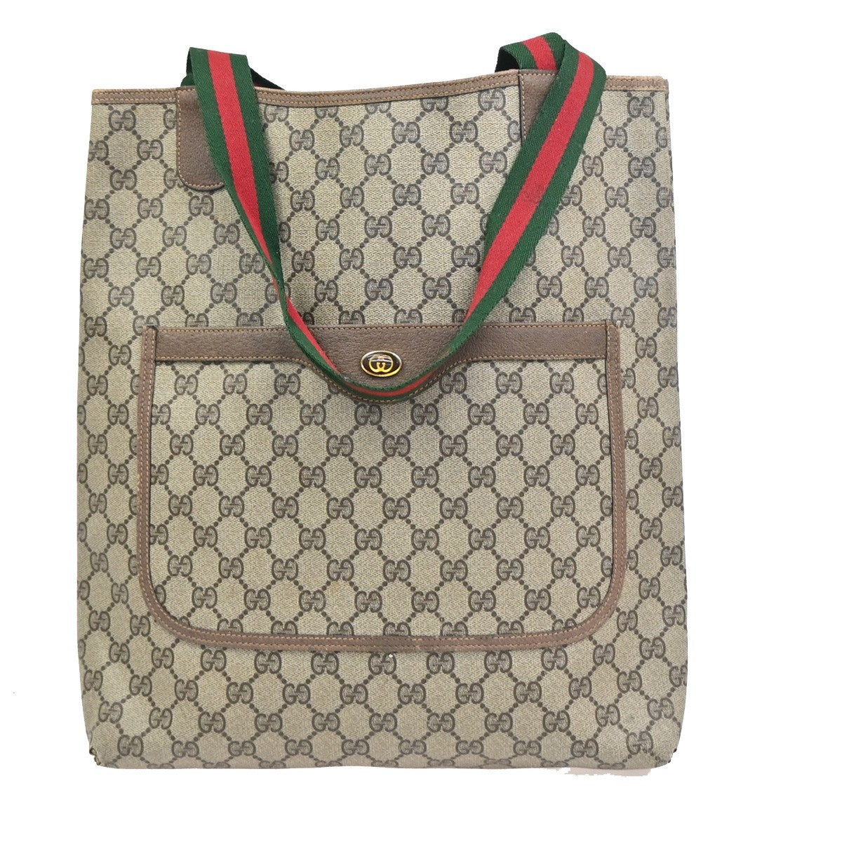 GUCCI Logo Sherry GG Pattern Shoulder Bag PVC Leather Brown Italy 61ZA326