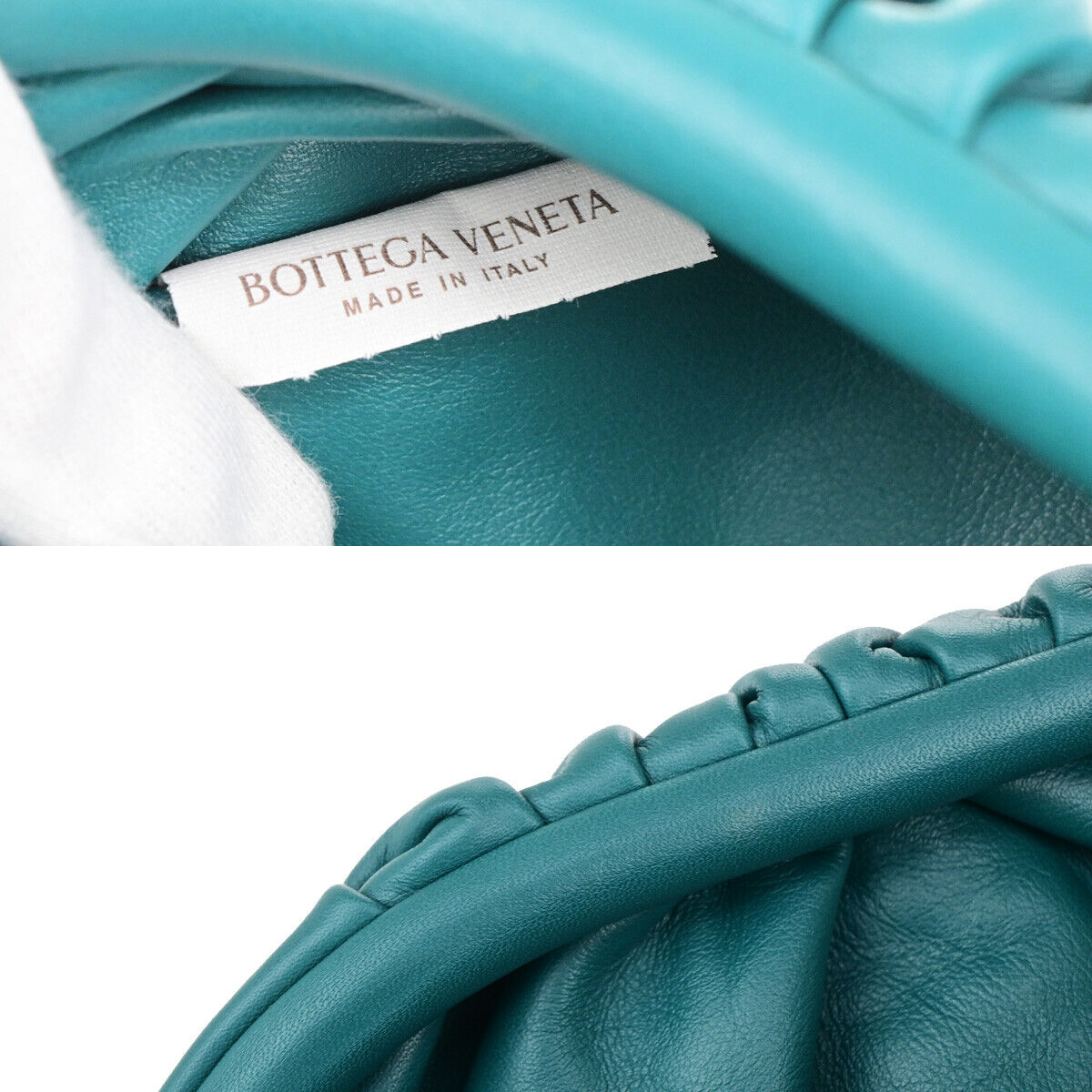 BOTTEGA VENETA Logo The Chain Pouch Body Shoulder Bag Leather Blue GHW 609RK531