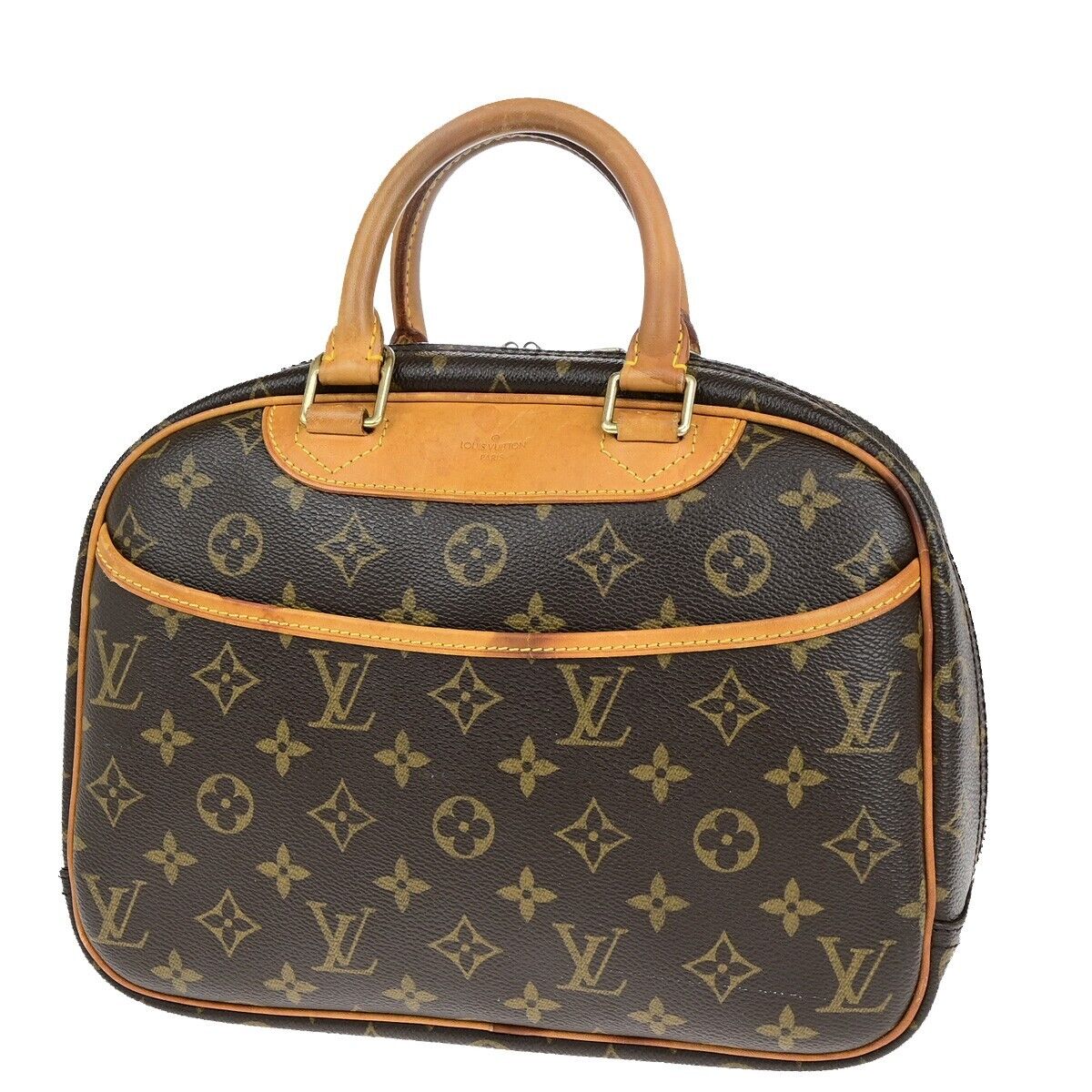 LOUIS VUITTON LV Logo Trouville Hand Bag Monogram Leather Brown M42228 83ED019