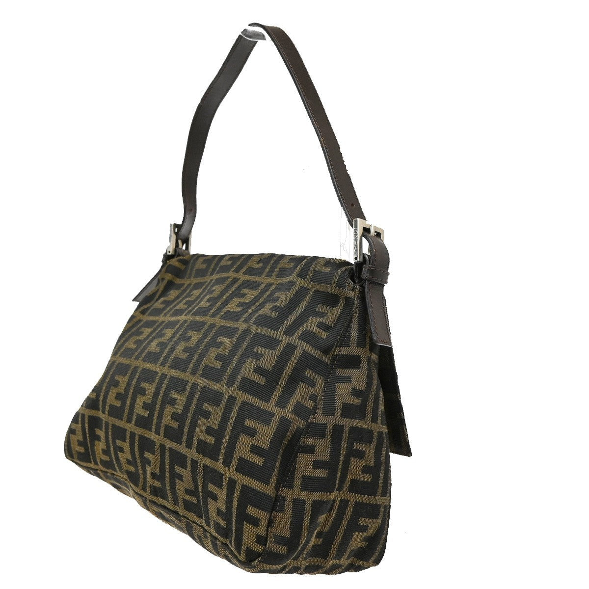 FENDI Logo Zucca Pattern Hand Bag Canvas Leather Brown SHW Italy 12KB535