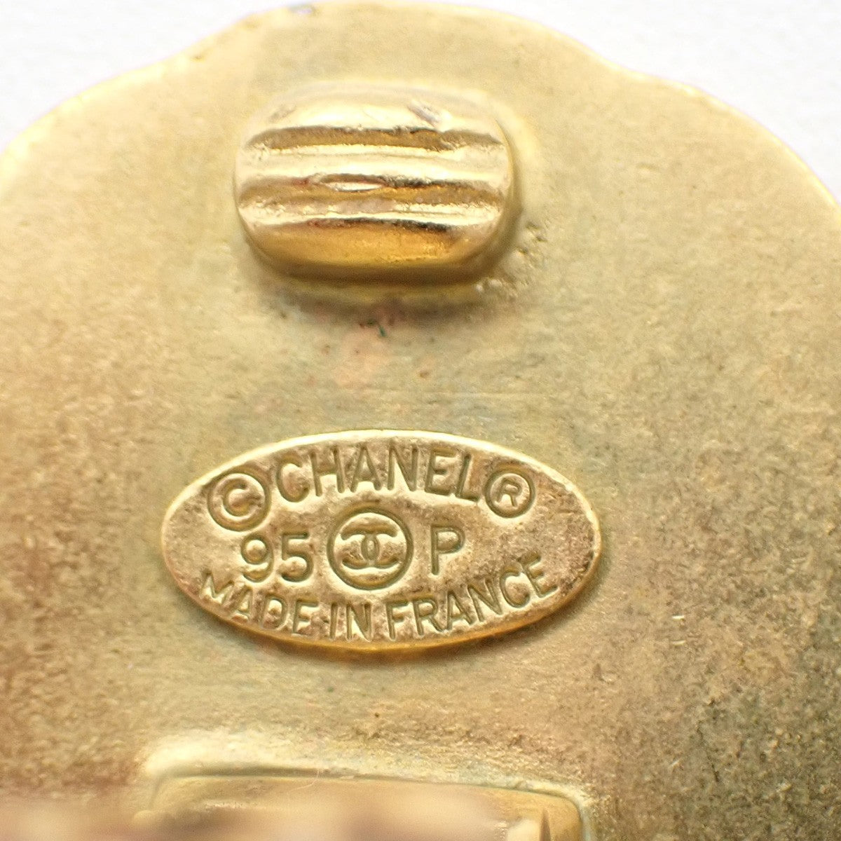 CHANEL CC Logo Earring 95P Clip-On Black GHW Accessory Vintage 87RF631