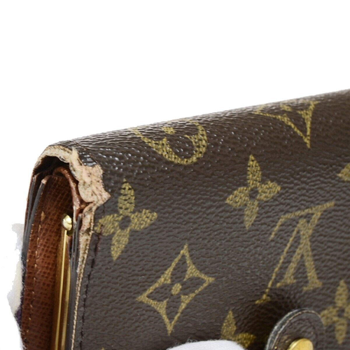LOUIS VUITTON 2 Set Bifold Wallet Purse Monogram Leather Brown 05FB092