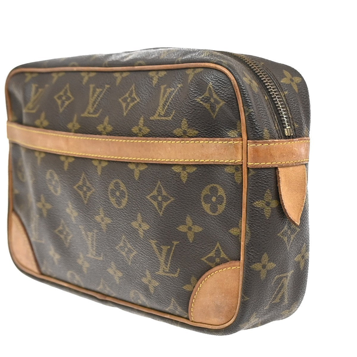 LOUIS VUITTON Compiegne 28 Clutch Hand Bag Monogram Leather Brown M51845 61YJ147